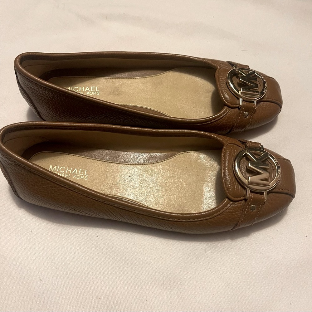 Michael Kors Fulton brown pebbled leather moccasins loafers shoes - Picture 8 of 8